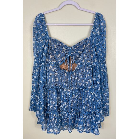Majorelle Ailish Mini Dress Blue Ditsy Floral Small Resort Party Night Out - Picture 5 of 13